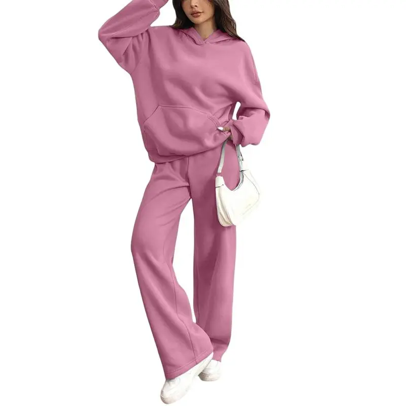 Women's Hooded Sweatshirt & Pants Casual Comfy Loungewear Set