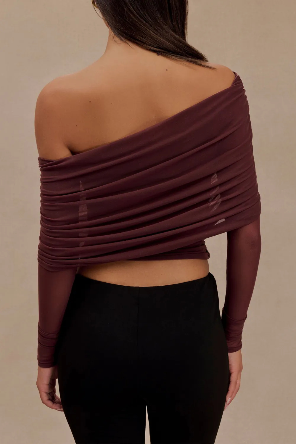 Sheer Mesh Off Shoulder Top