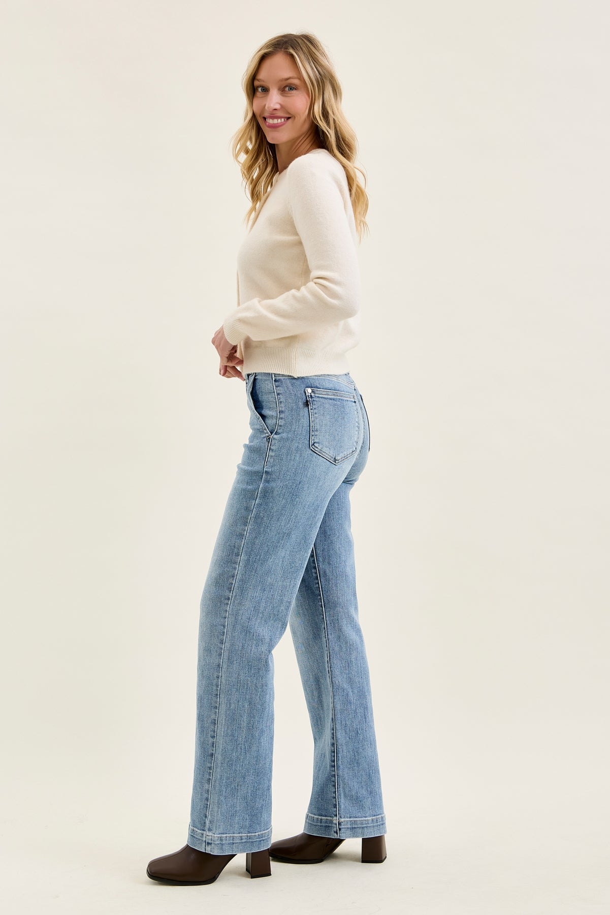 Penny Light Grey Blue Trouser Wide Leg