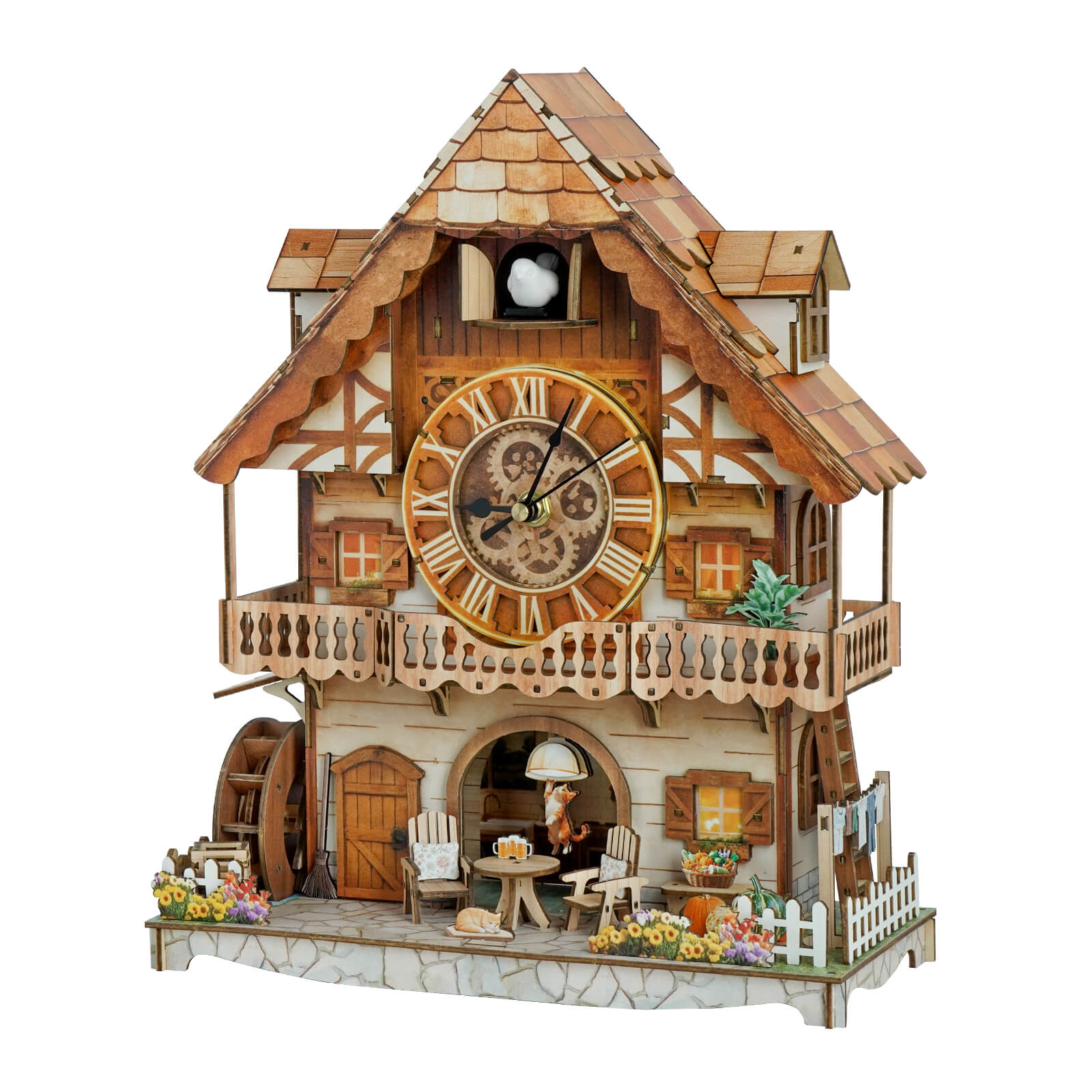 Cuckoo Calling German Cottage – DIY Wood Clock, 3D Puzzle Kit