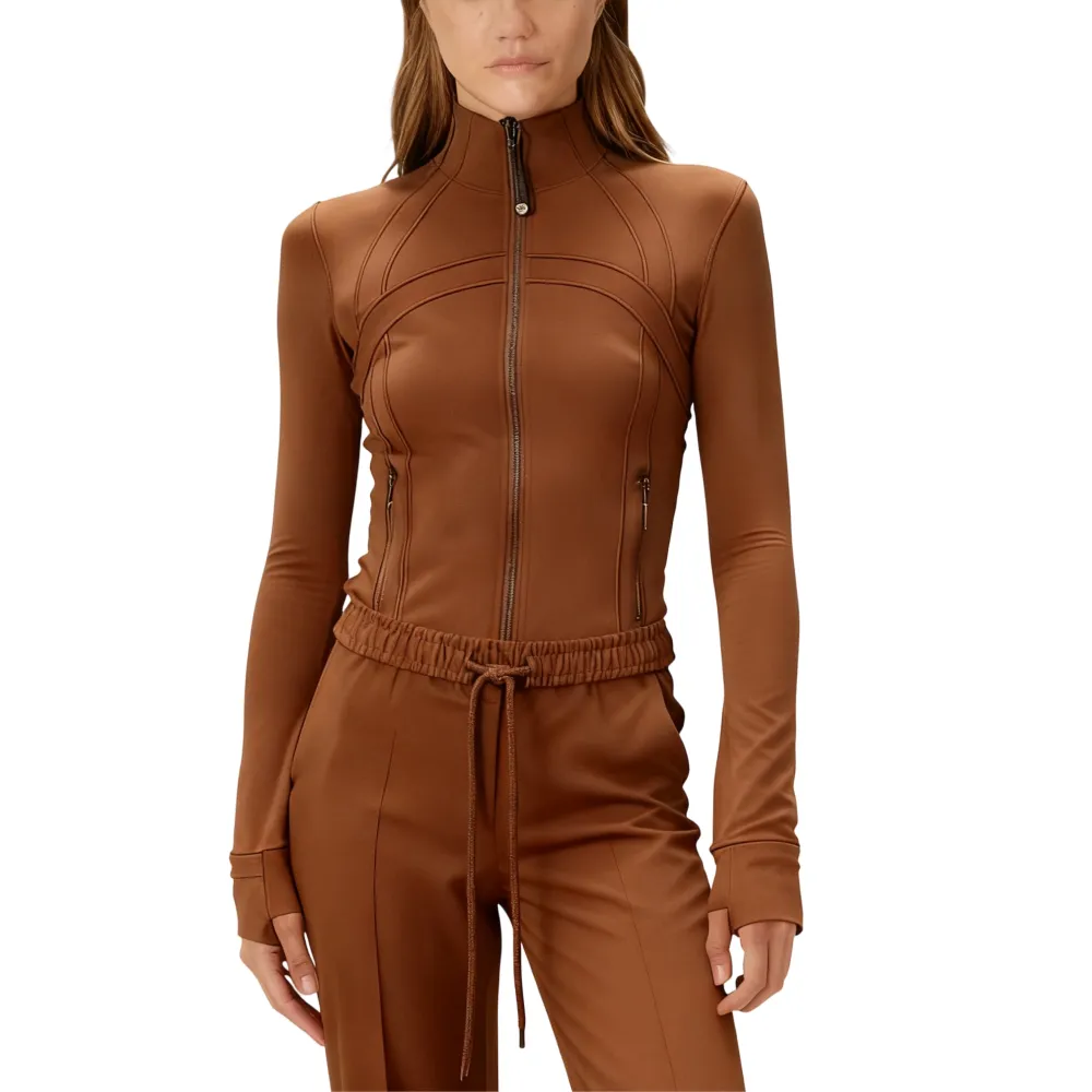 Women's Cropped Zip-Up 2-Piece Set