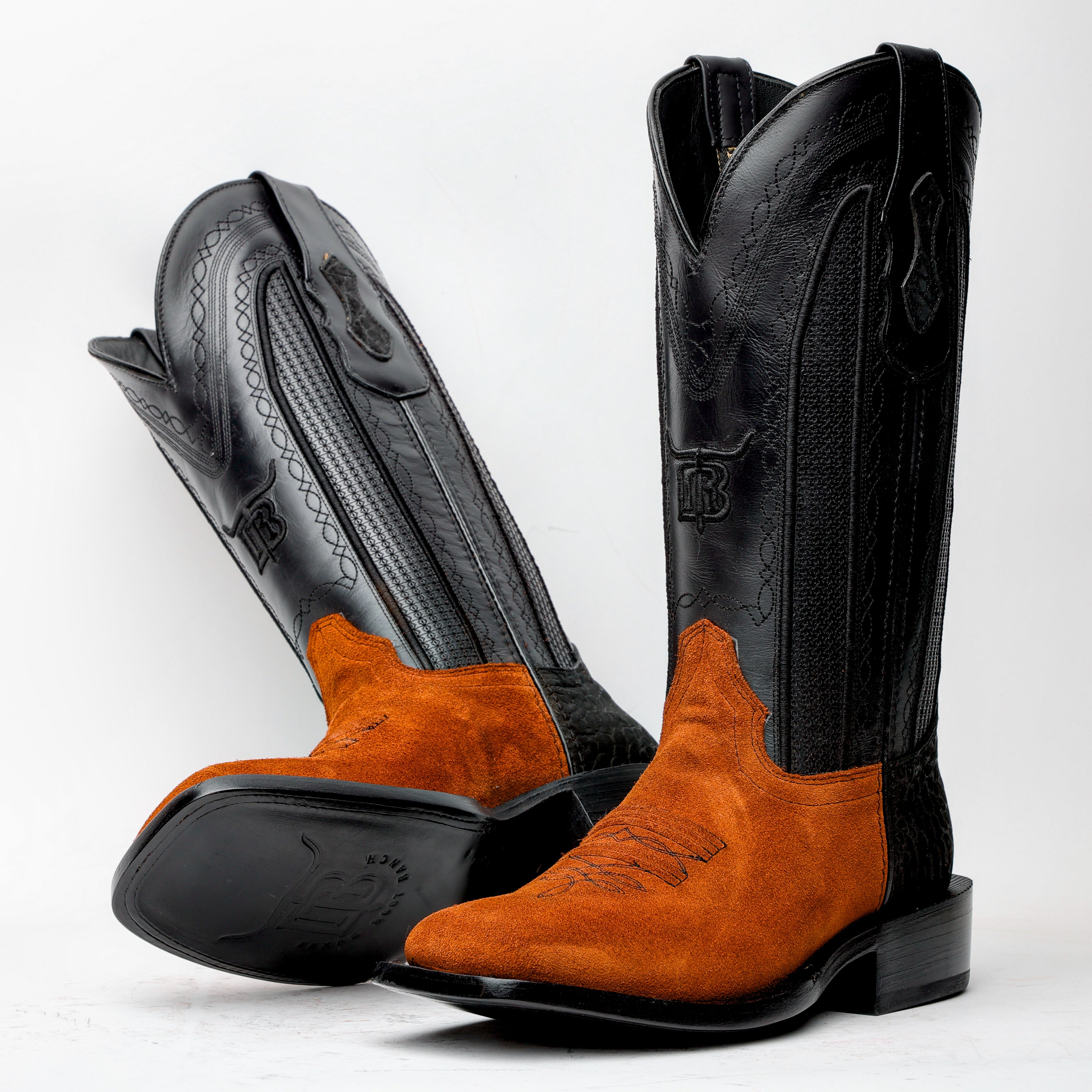 Cognac Rough-Out Boots - Square Toe