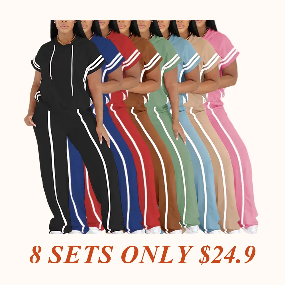 Women's Spring Summer Hooded Top & Lounge Pants Set 531GSM Oversized Loungewear