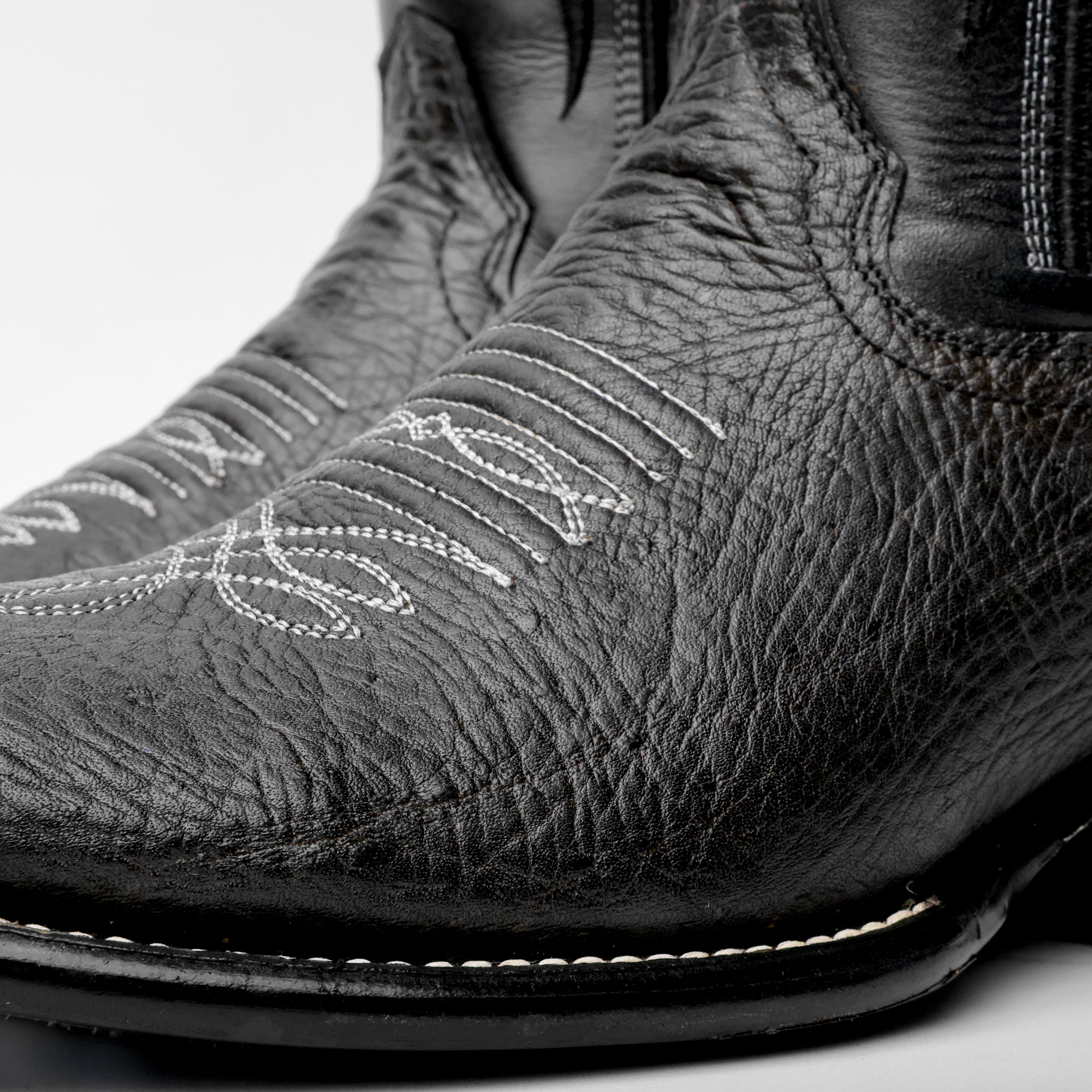 Genuine Black Bull Shoulder Boots - Cutter Toe
