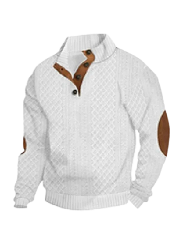 Men's color-blocked jacquard button-down sweatshirt
