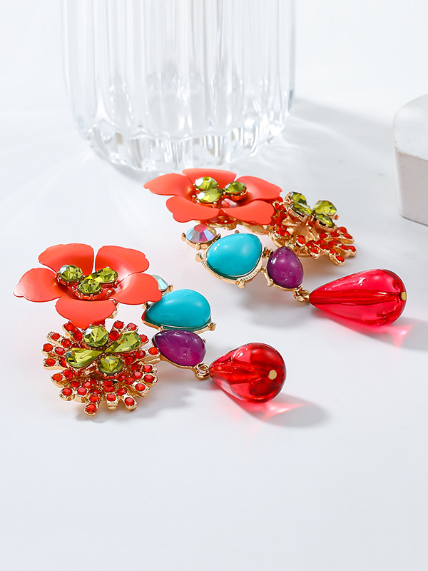 Flower Shape Drop Earrings