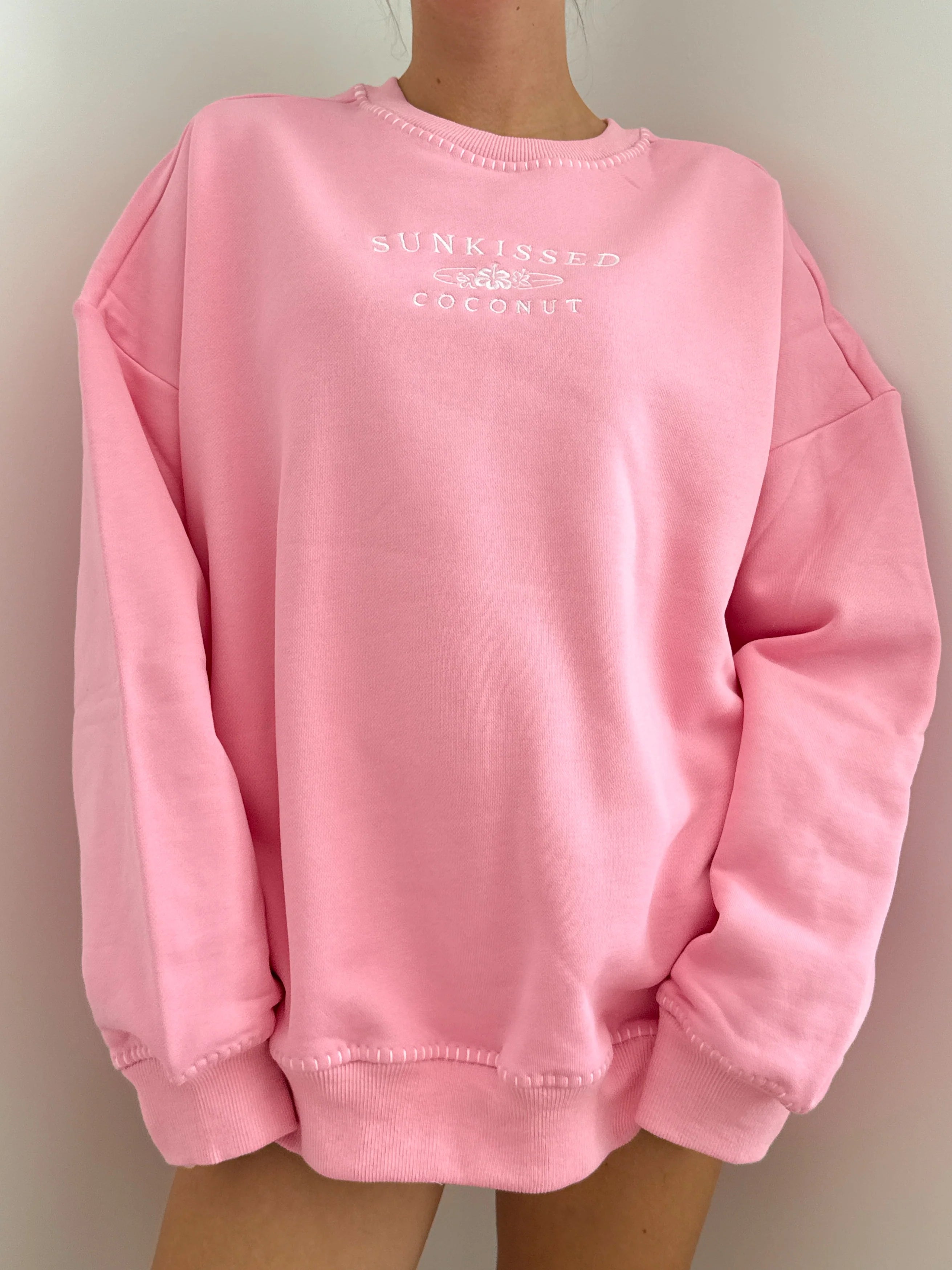 Cotton Candy Stitched Sunkissedcoconut Sweatshirt 100% Cotton