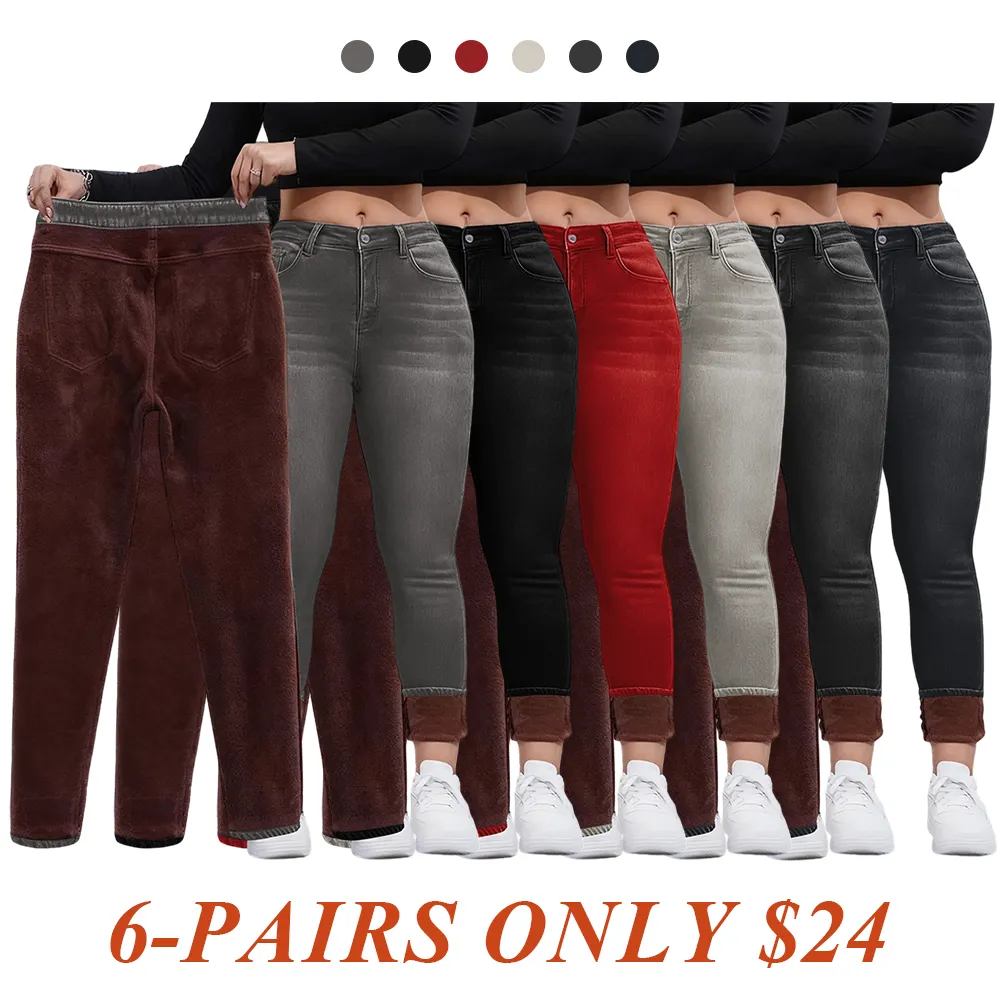 Women's Fall Winter Fleece Lined Denim Jeans