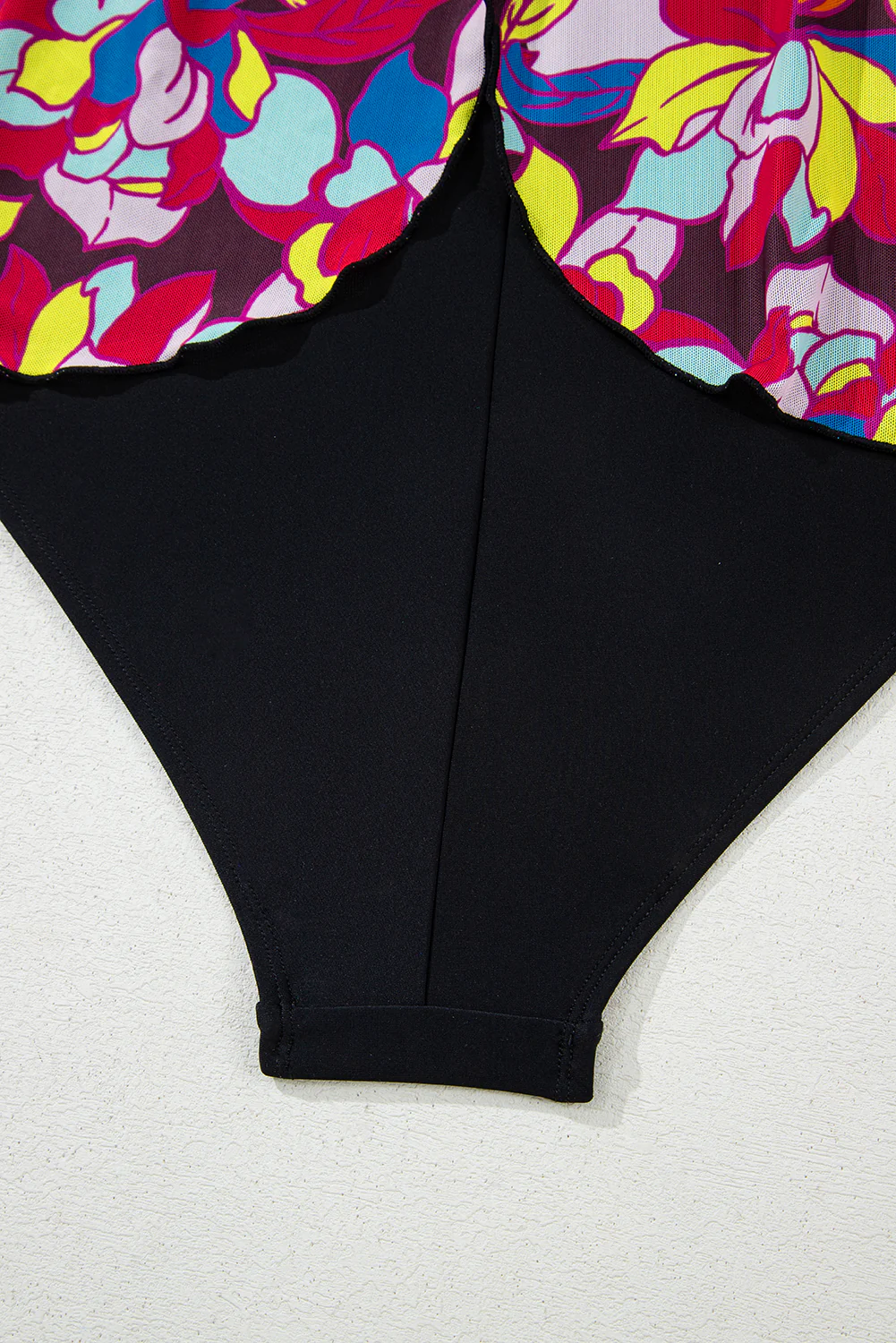 Purple Floral Print O Neck Open Back One Piece Swimsuit