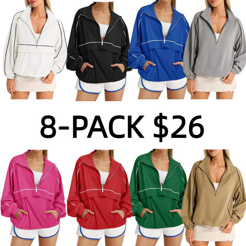 Quarter Zip Pullover Women Moisture-Wicking Oversized Sweatshirt Lightweight Workout Athletic Pullover Jacket