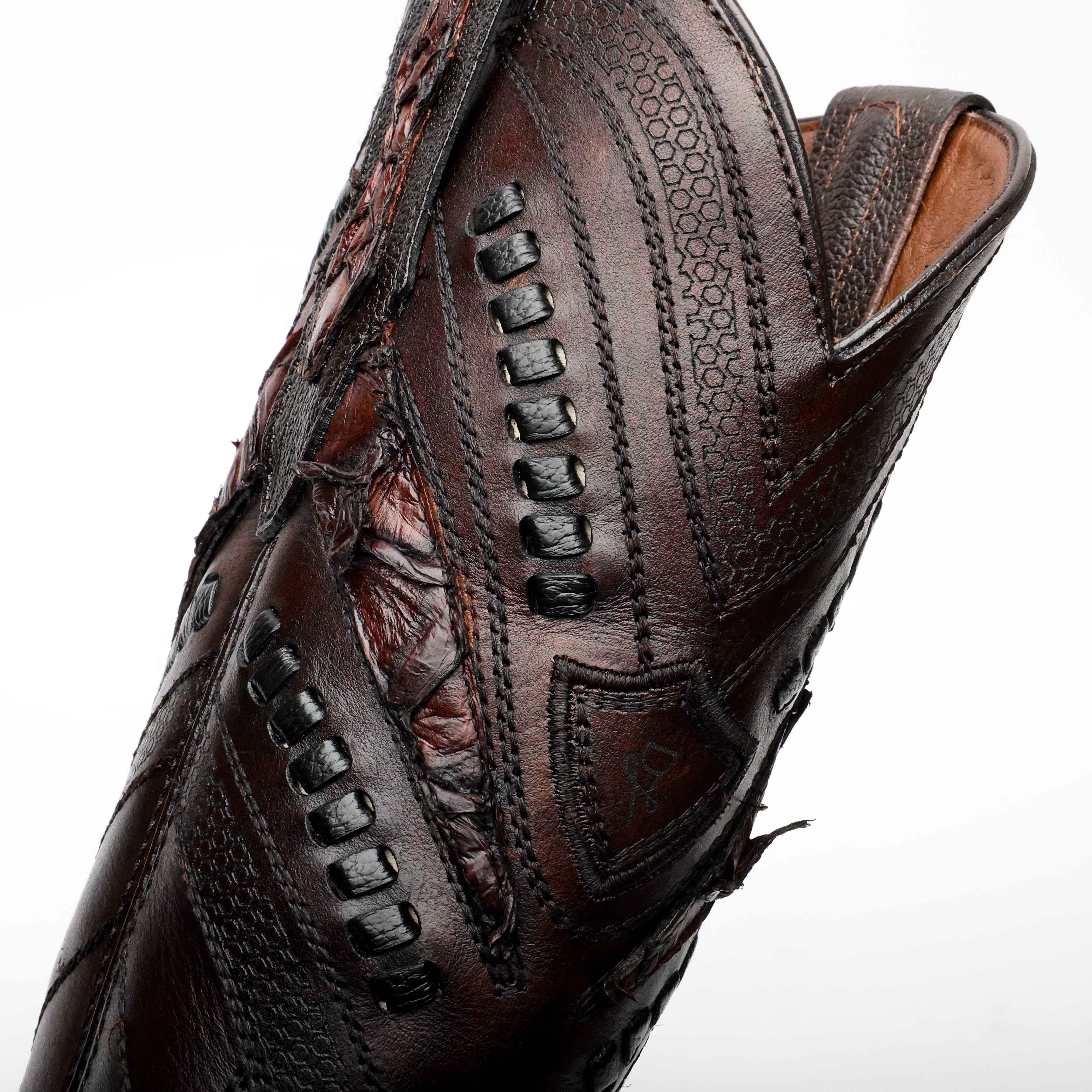 AUTHENTIC Brown Pirarucu Boots - Square Toe