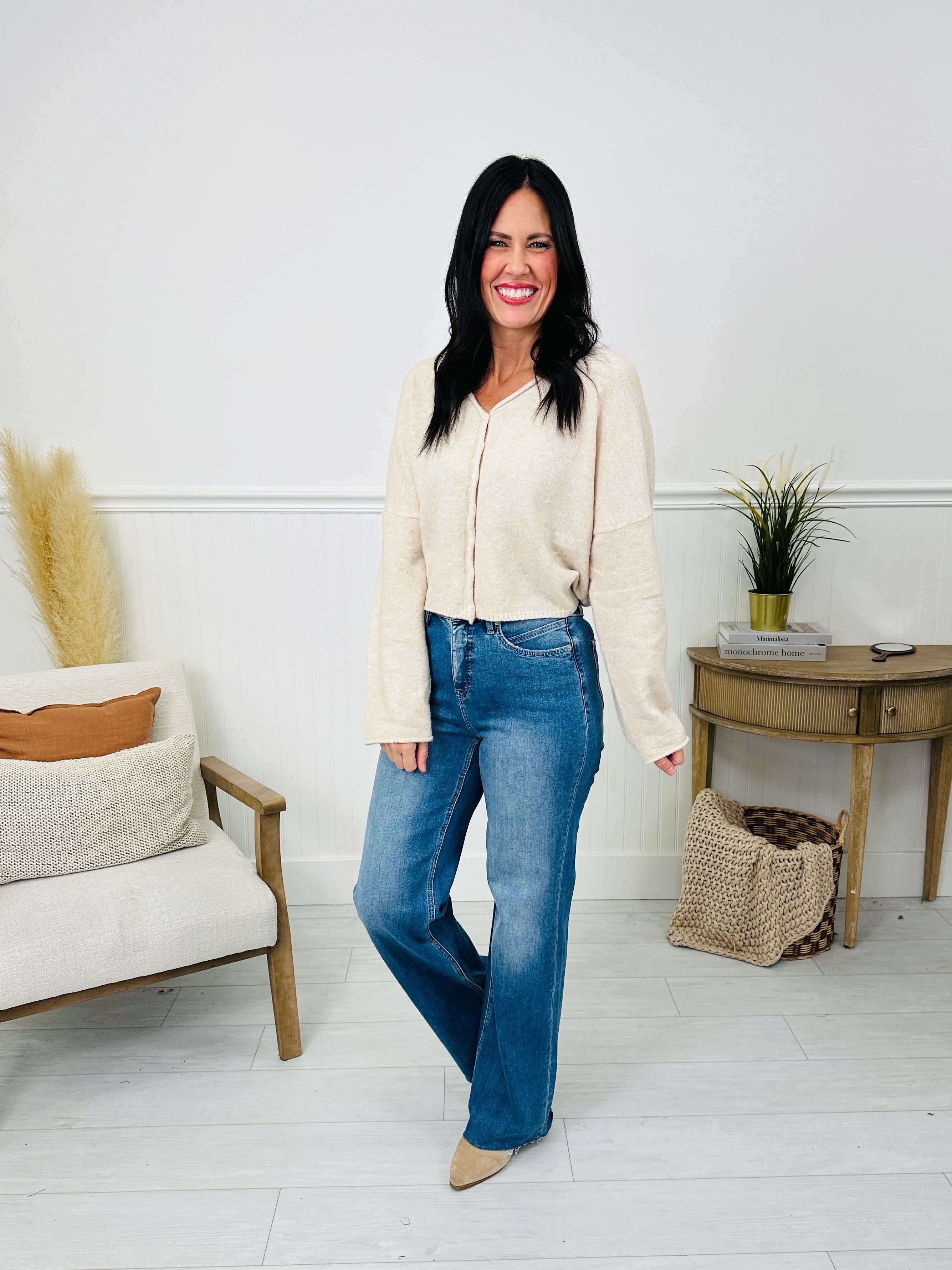 Go Into Detail Tummy Control Wide Leg Jeans