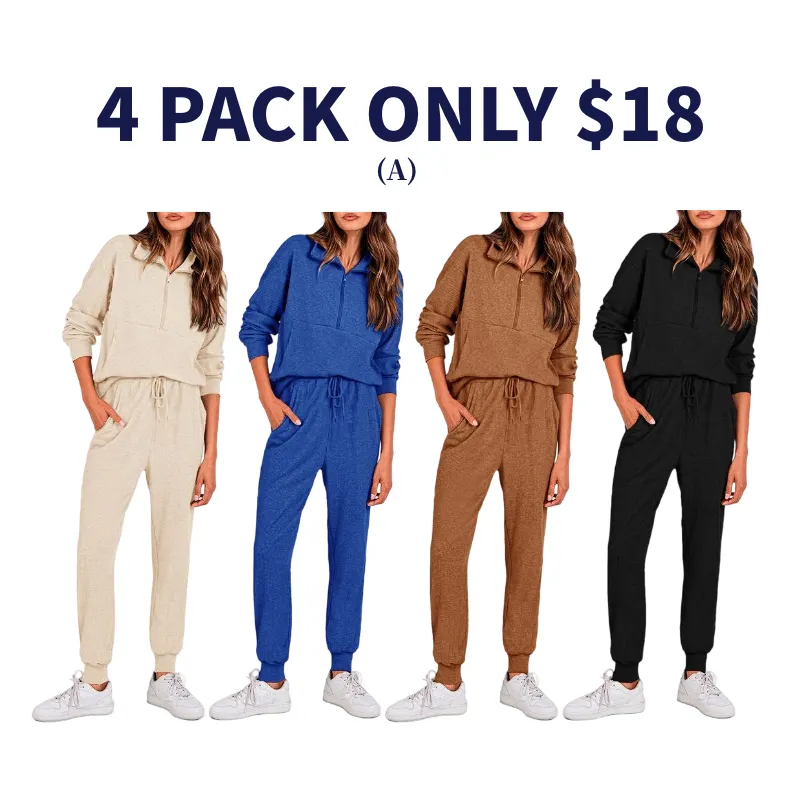 Women's 2-Piece Sweatpants Set Long Sleeve Half Zip Pullover Sweatshirt and Pants