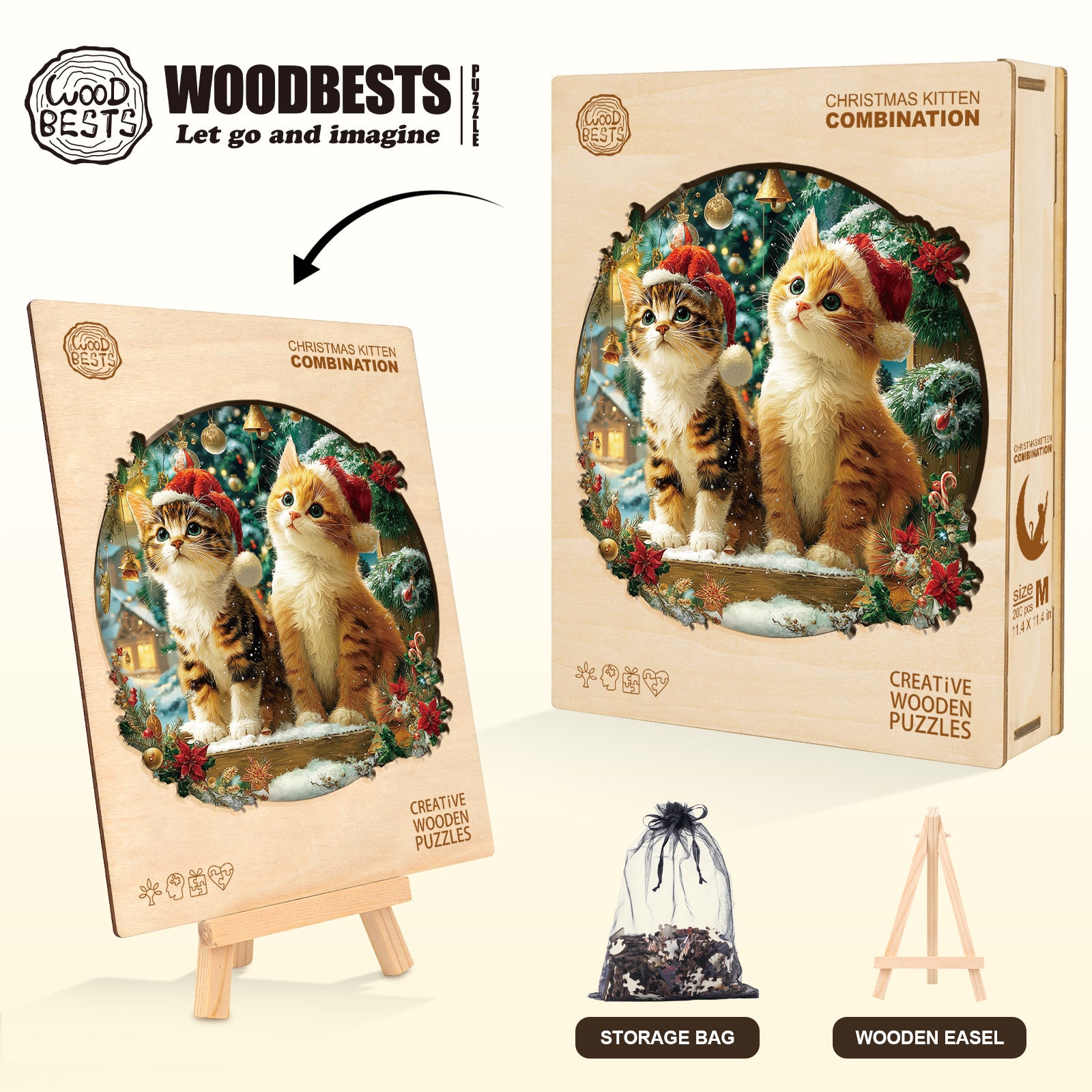 Christmas Kitten Combination Wooden Jigsaw Puzzle