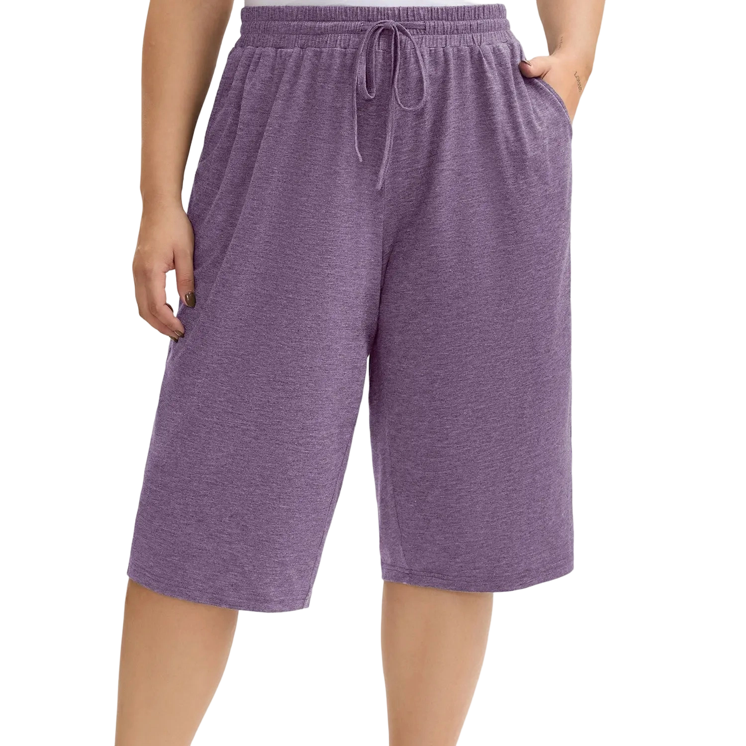 👖Women’s Relaxed Wide-Leg Capri Lounge Pants with Drawstring Pockets