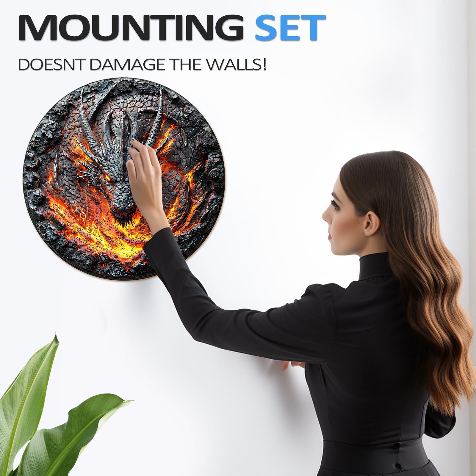 Flame Wall Dragon Wooden Jigsaw Puzzle