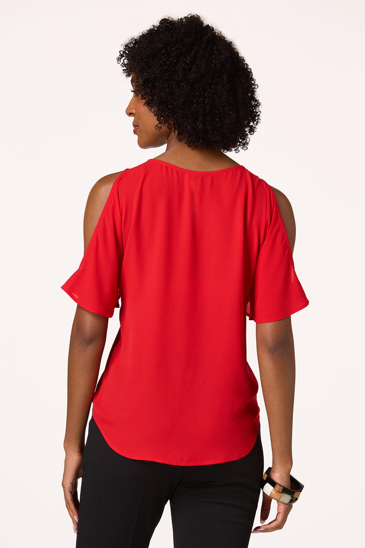 Beaded Cold Shoulder Top