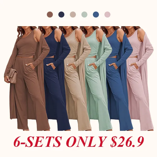 Women's Lightweight Sleepwear 3-Piece Set Sportswear