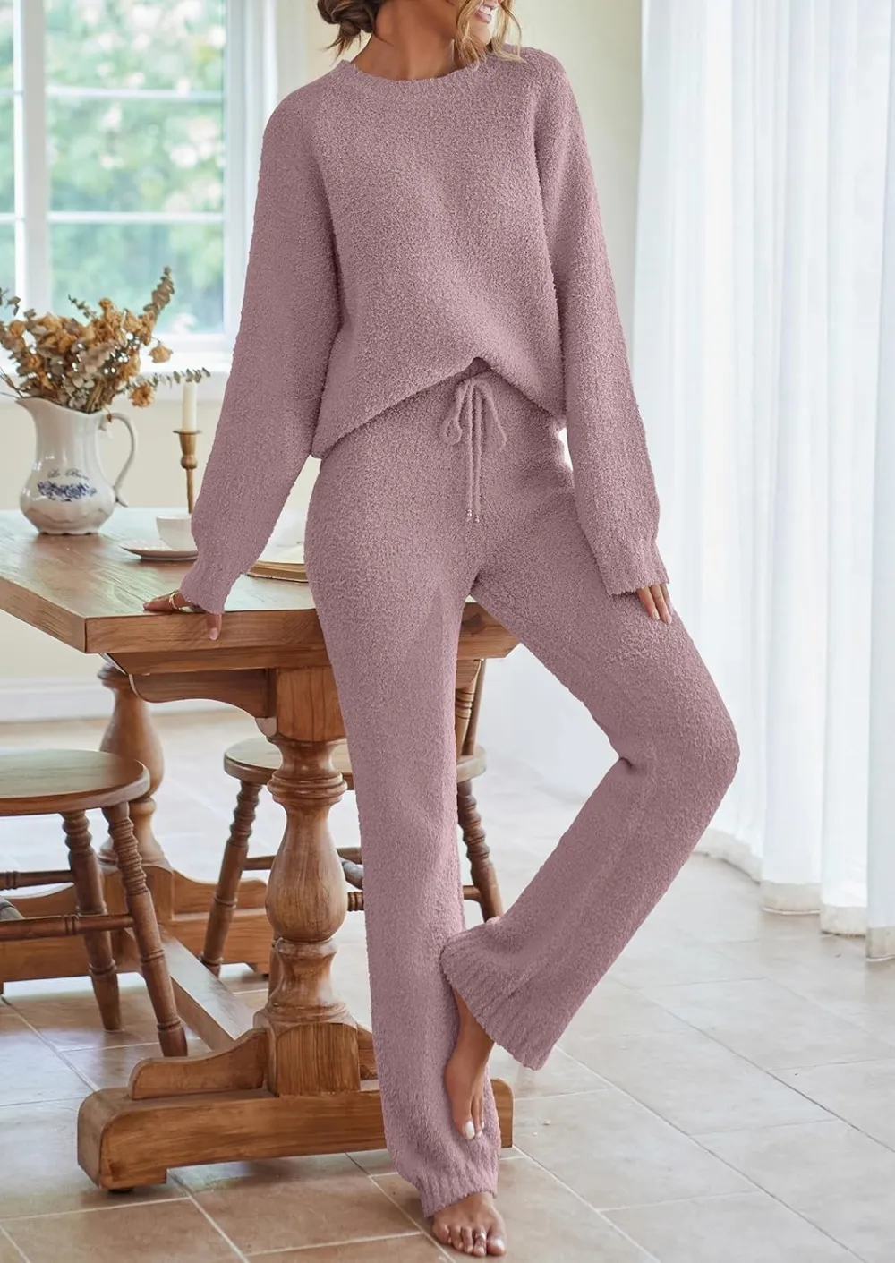 Womens Pajama Sets 2025 Fall Lounge Sweater Set