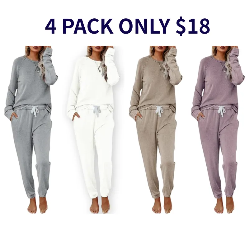 Women's Solid Sweatsuit Set 2 Piece