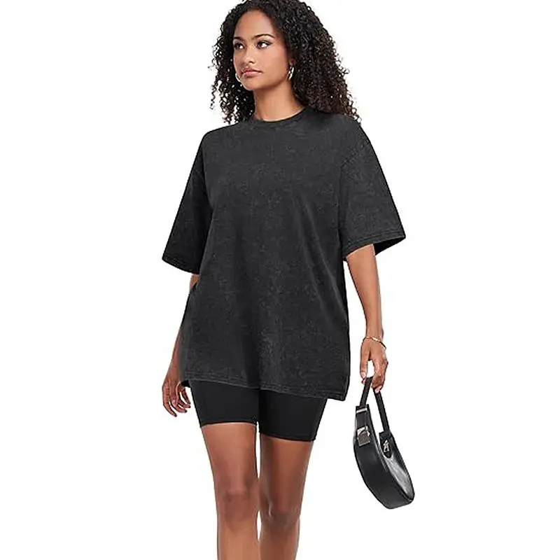 Acid Wash Women's Oversized Cotton T-Shirt