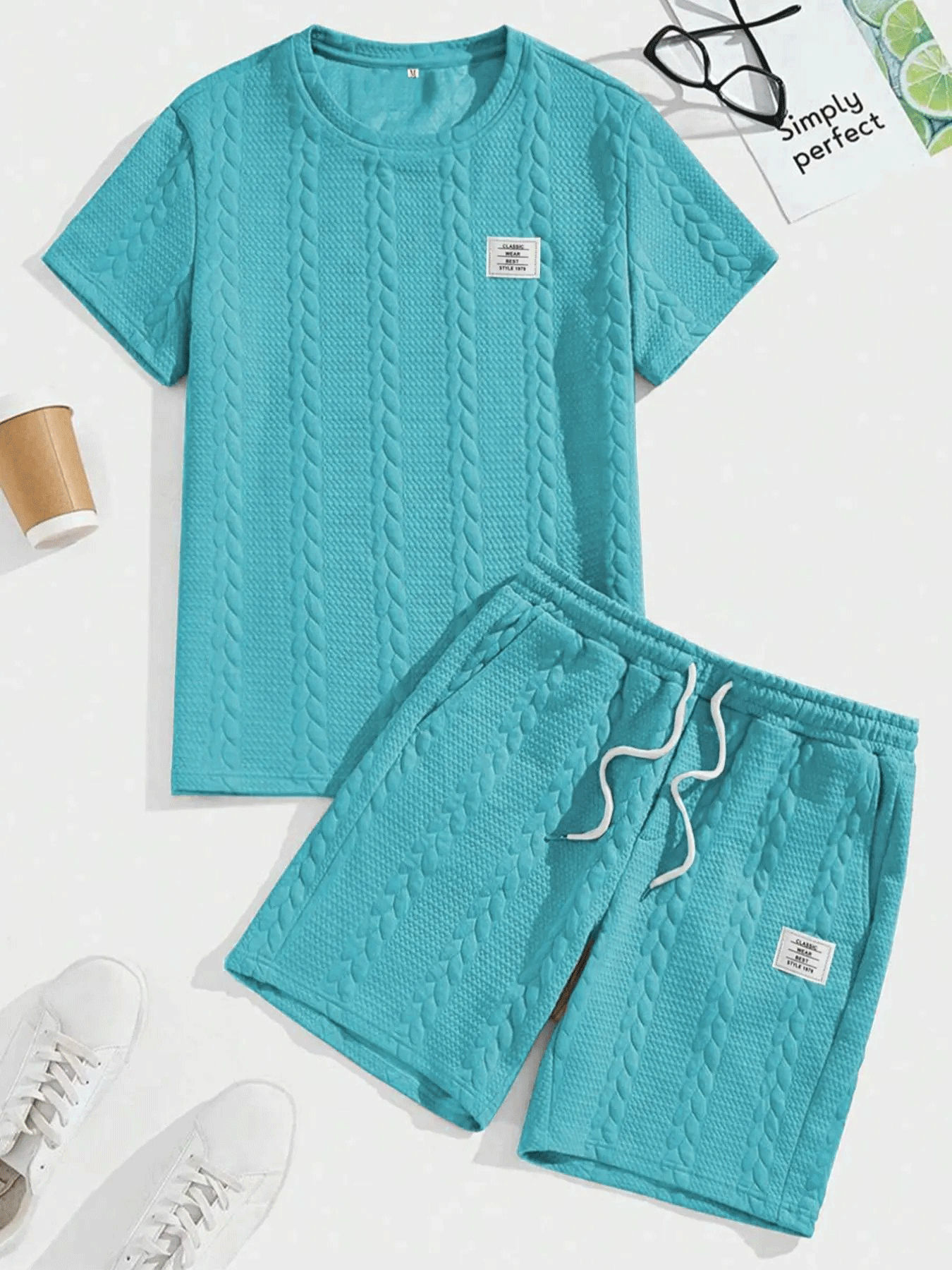 ⭐Men’s Casual T-Shirt & Drawstring Shorts Set (Regular Fit)