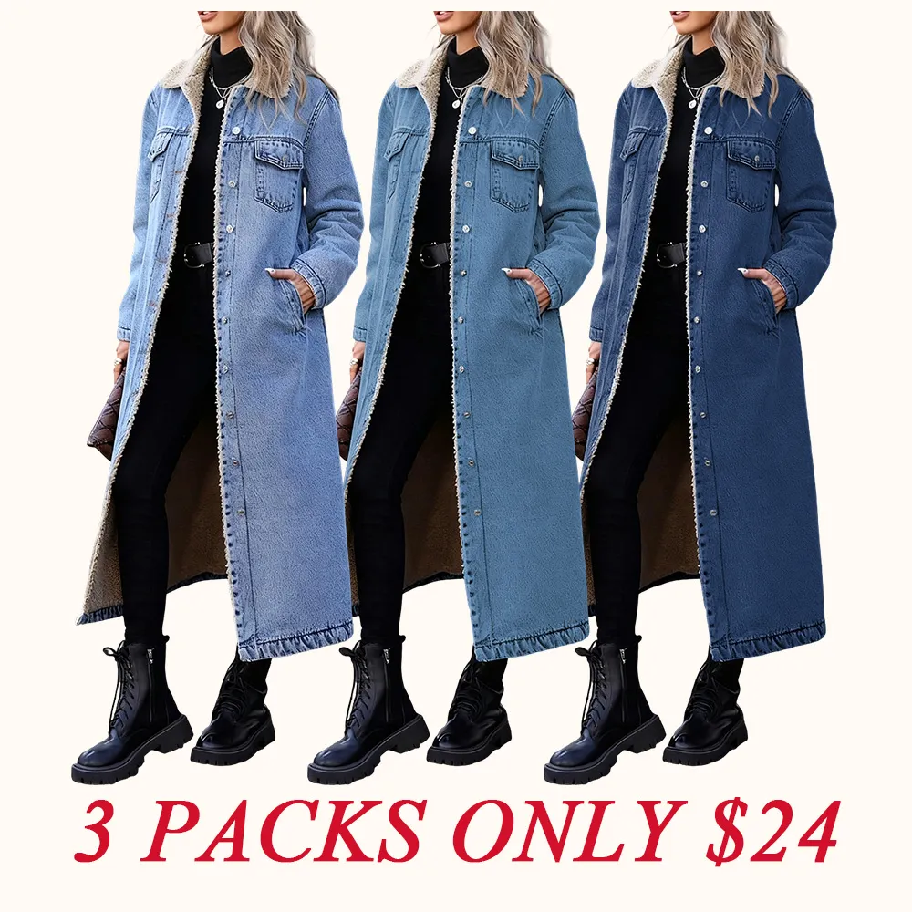Women's Casual Denim Long Coat