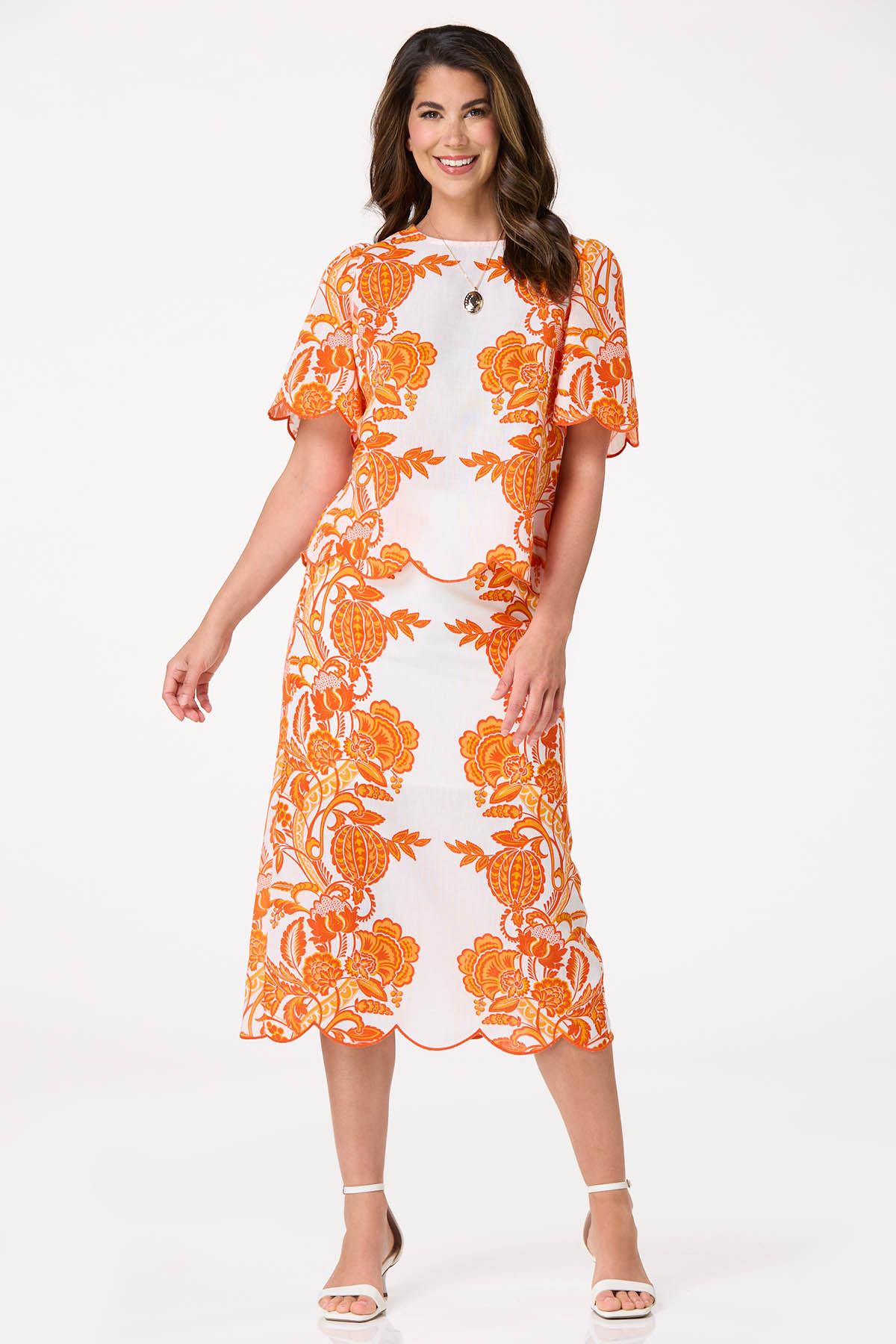 Floral Scalloped Trim Top