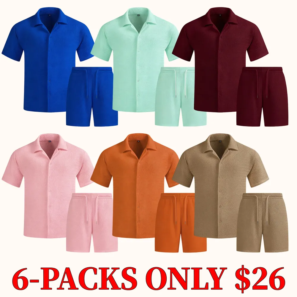 Men's solid color summer vacation suit, regular style