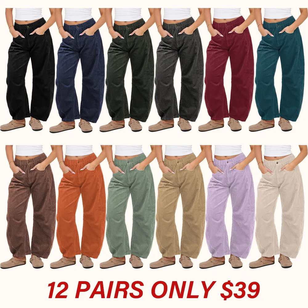 Corduroy Barrel Pants for Women Cord Pants