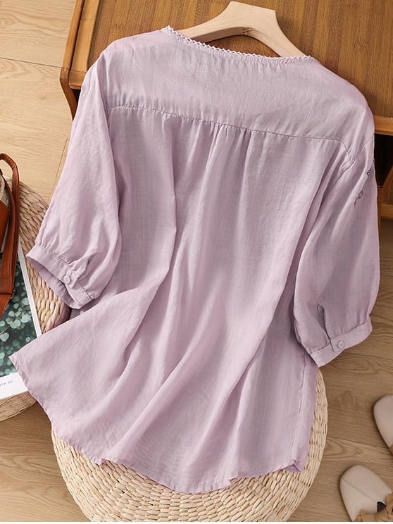 Women Embroidered Cotton Linen Tops- Fast Shipping
