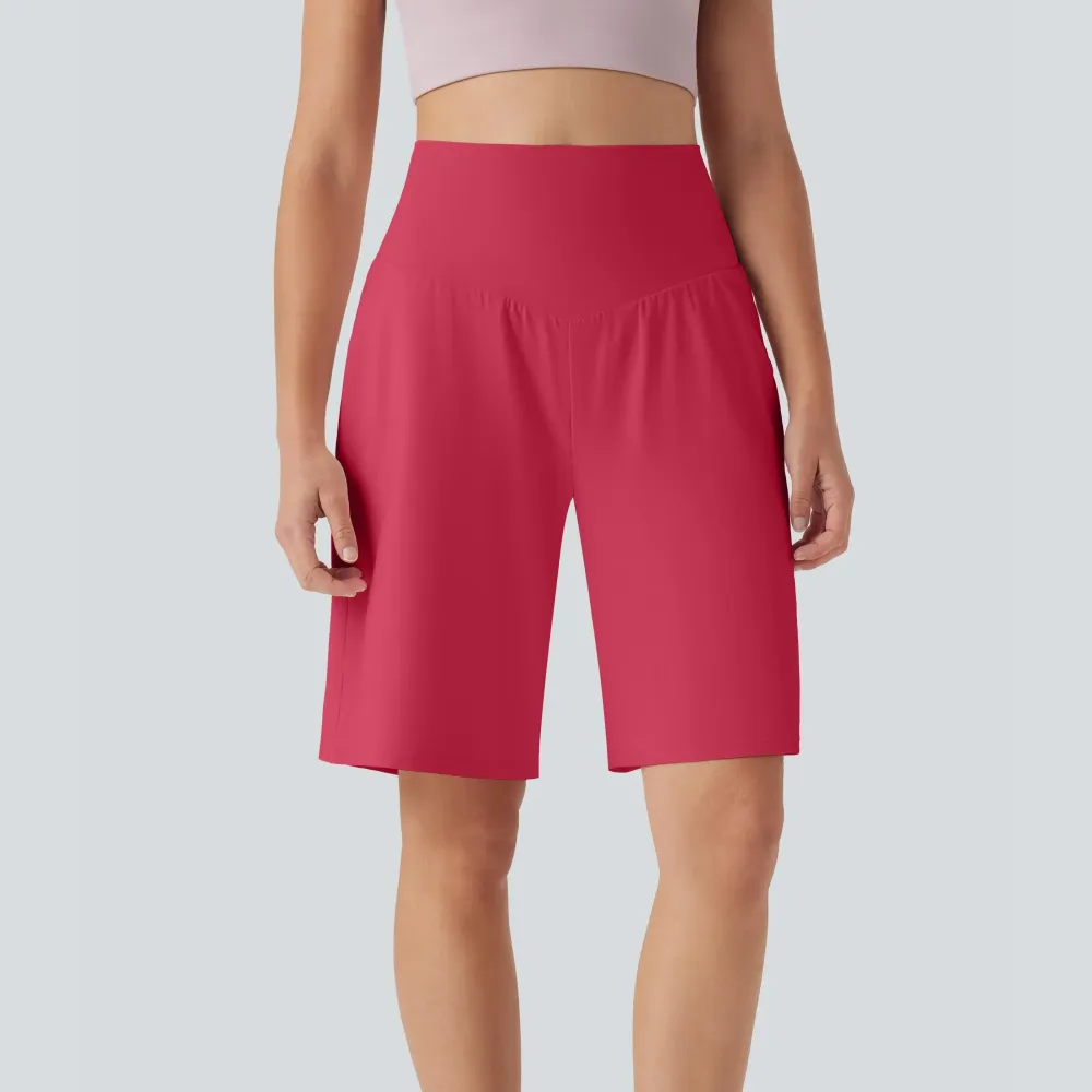 Airy High Waisted Pockets Cool Touch Yoga Bermuda Shorts
