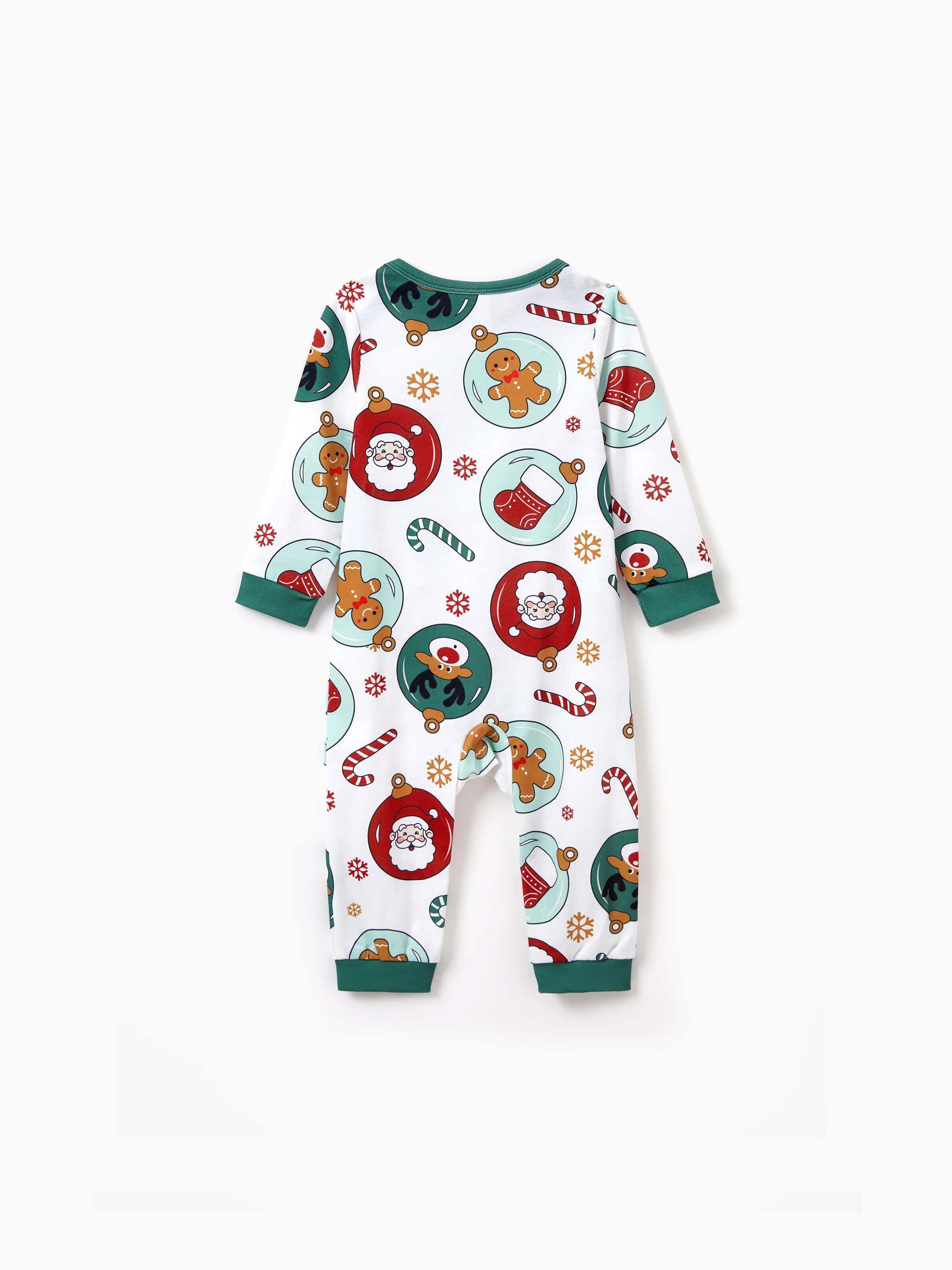 Christmas Matching Family Pajamas Set Reindeer and Santa Claus PJS with Christmas Socks Green