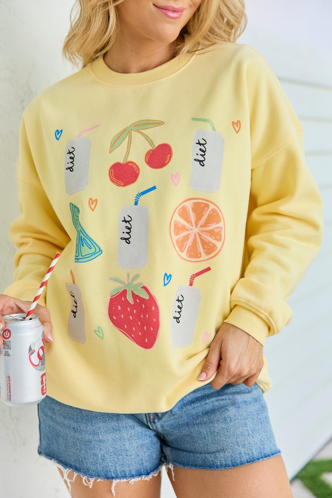 Diet Soda and Fruit Yellow Graphic Sweatshirt