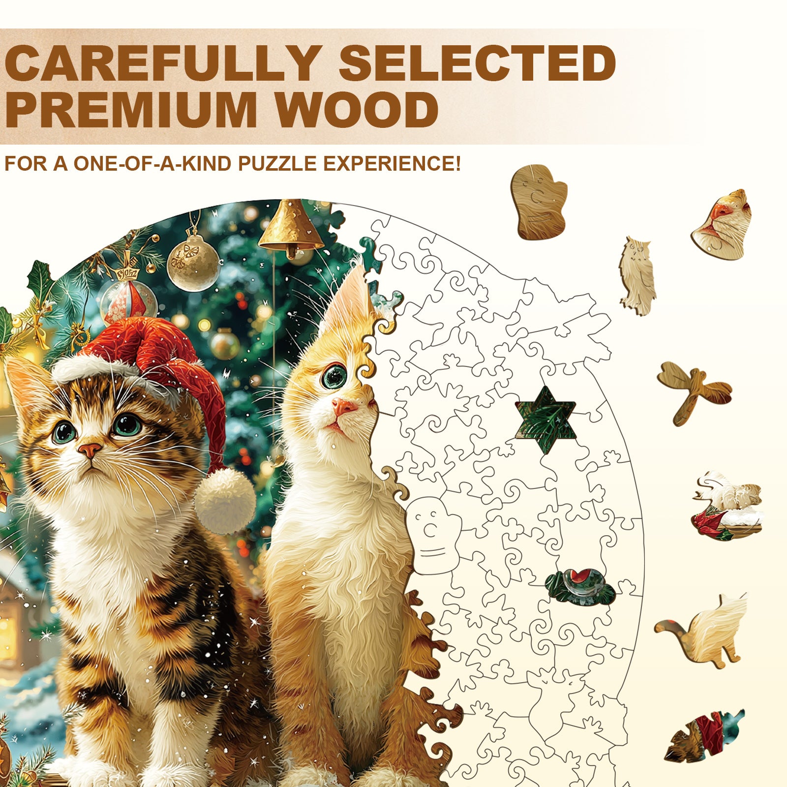 Christmas Kitten Combination Wooden Jigsaw Puzzle