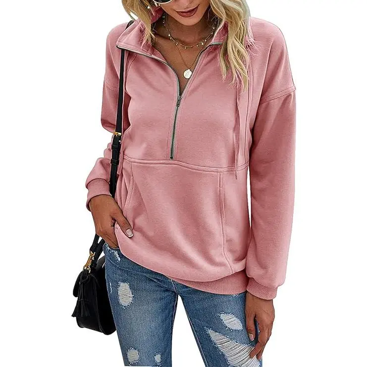Women's Casual Long Sleeve Lapel Zipper Sweatshirt