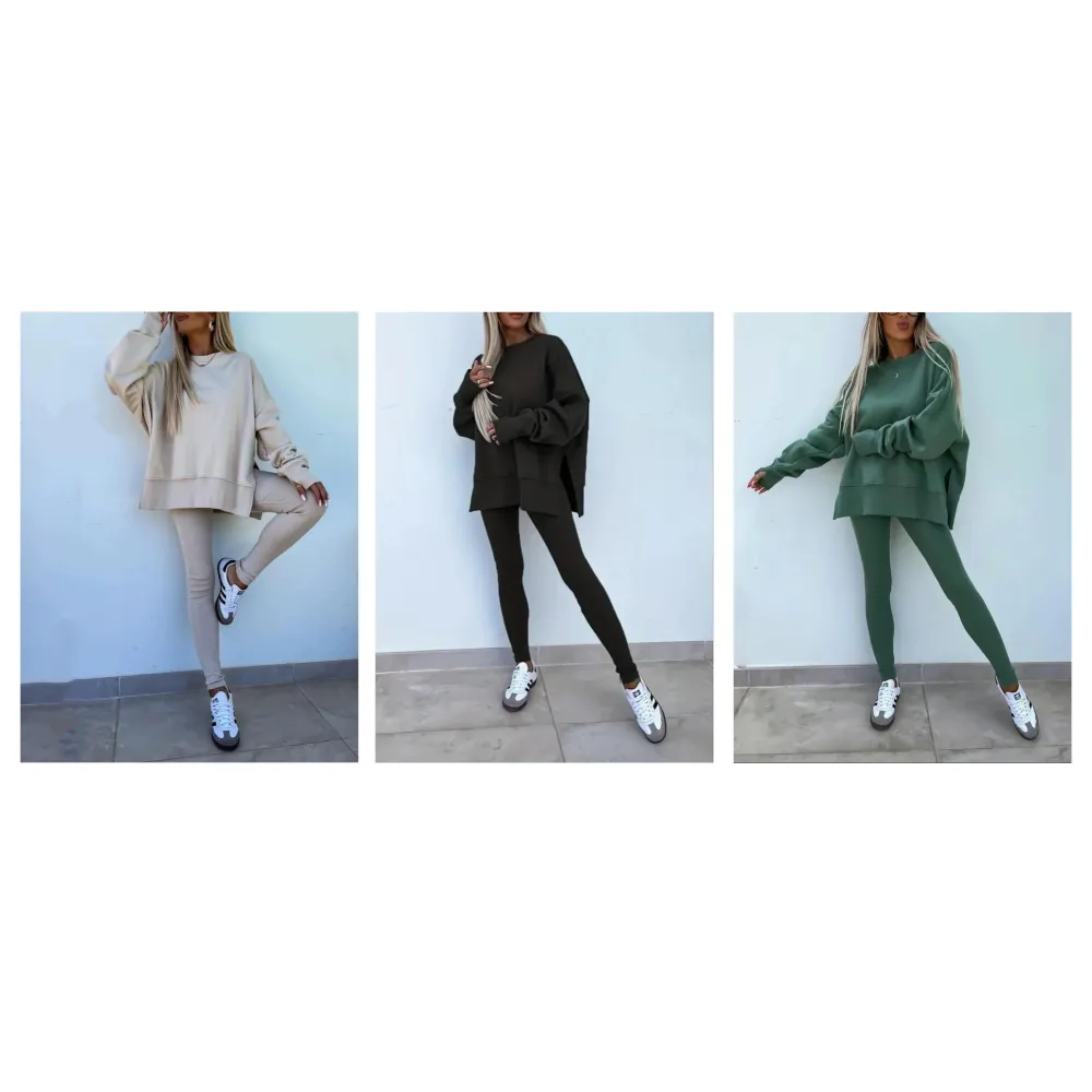 Women's Solid Sweatshirt & Skinny Pants Two-piece Set