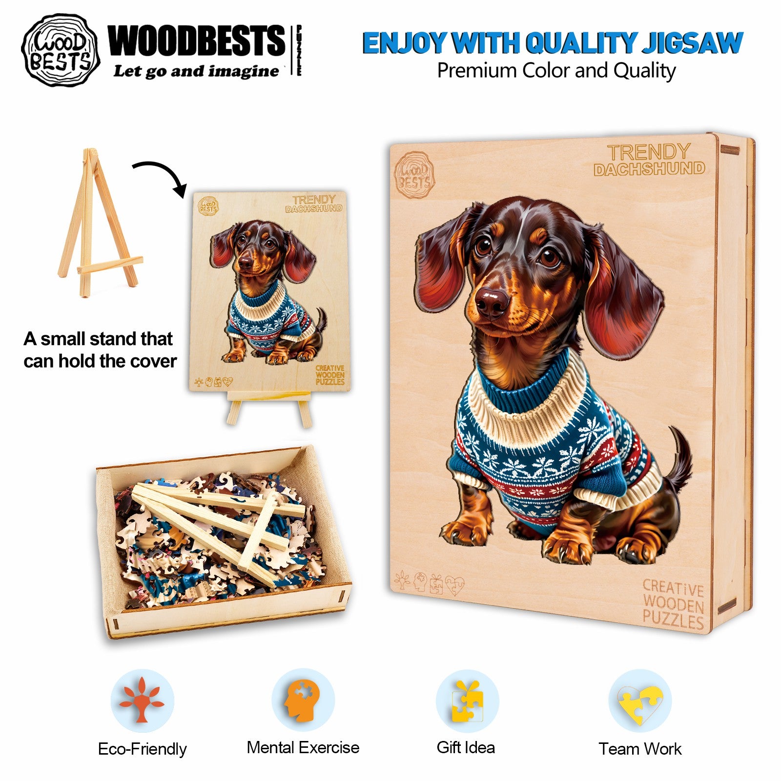 Trendy Dachshund Wooden Jigsaw Puzzle
