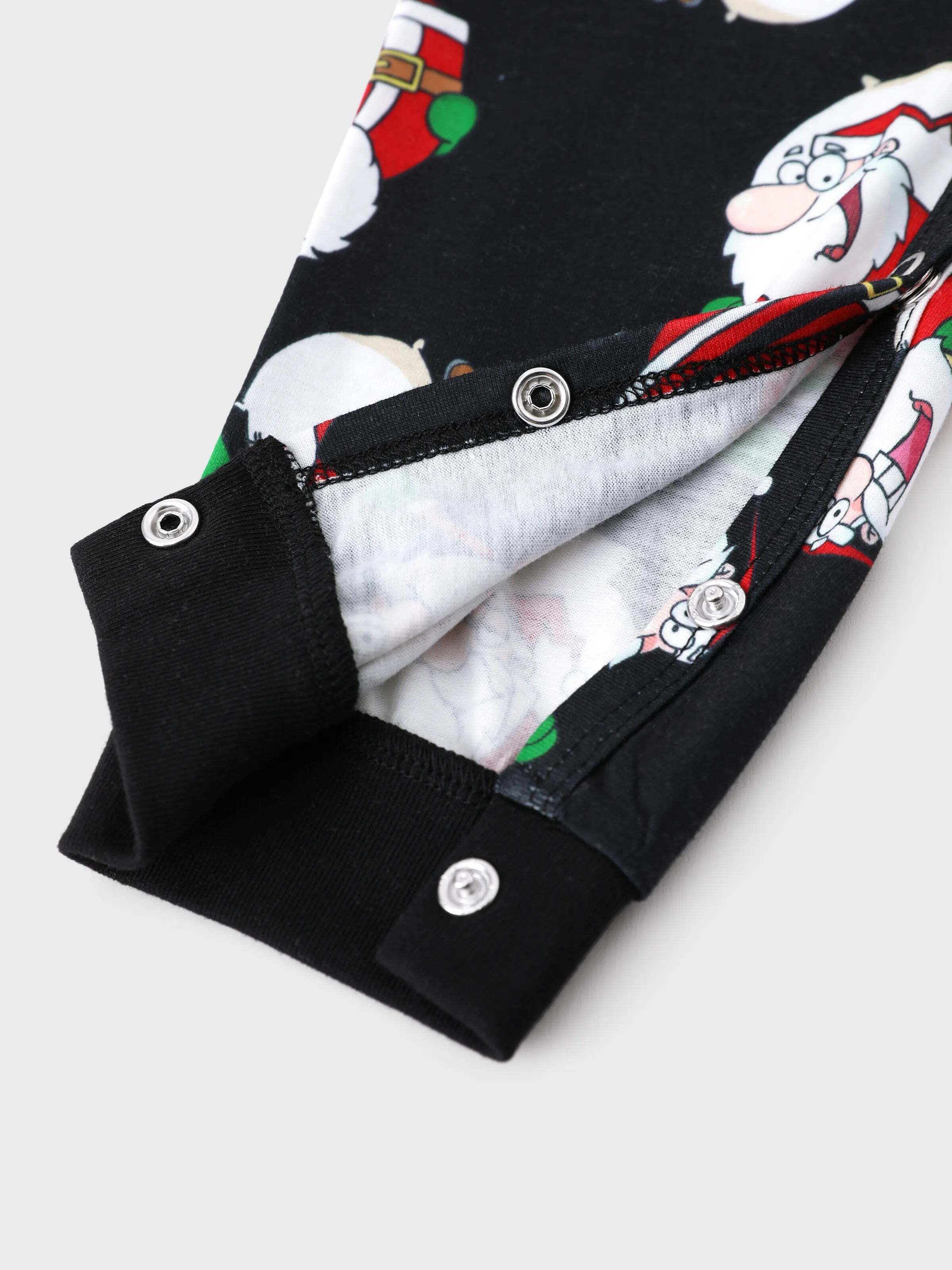 Christmas Matching Family Pajamas Set Christmas Santa Print Black and White PJS with Christmas Socks Black