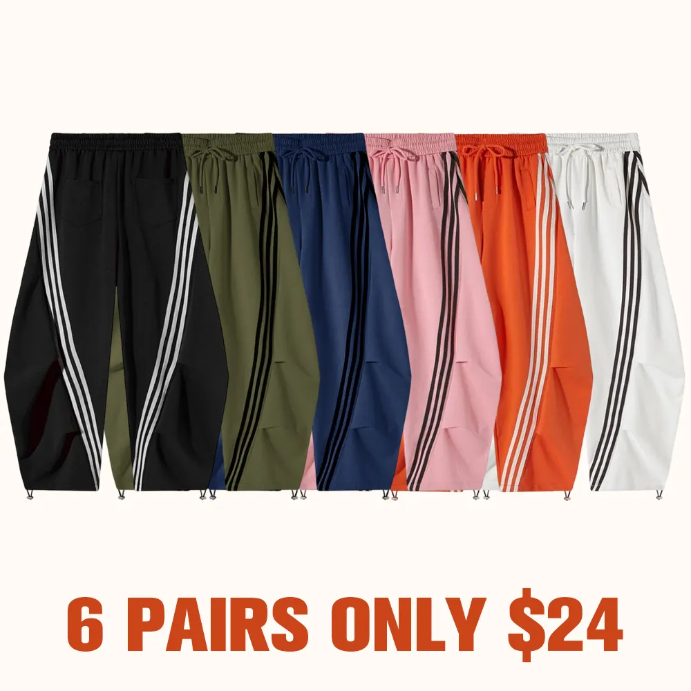 Loose Wide Leg Striped Track Pants Women's Casual Streetwear Joggers
