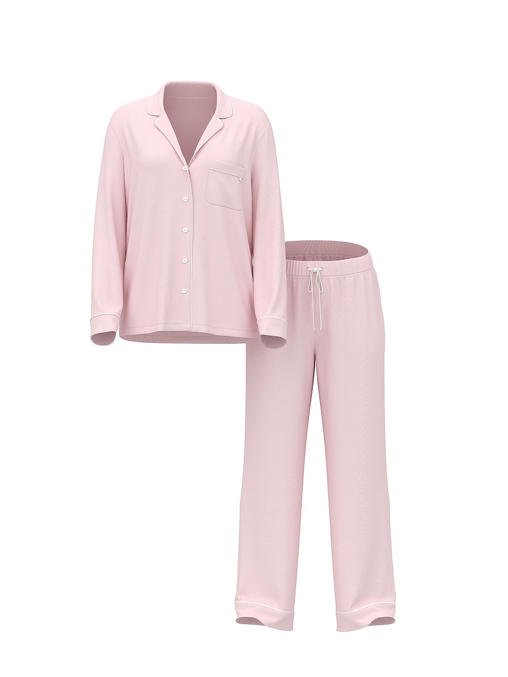 Modal Long Pajama Set  Heather Pink Petal