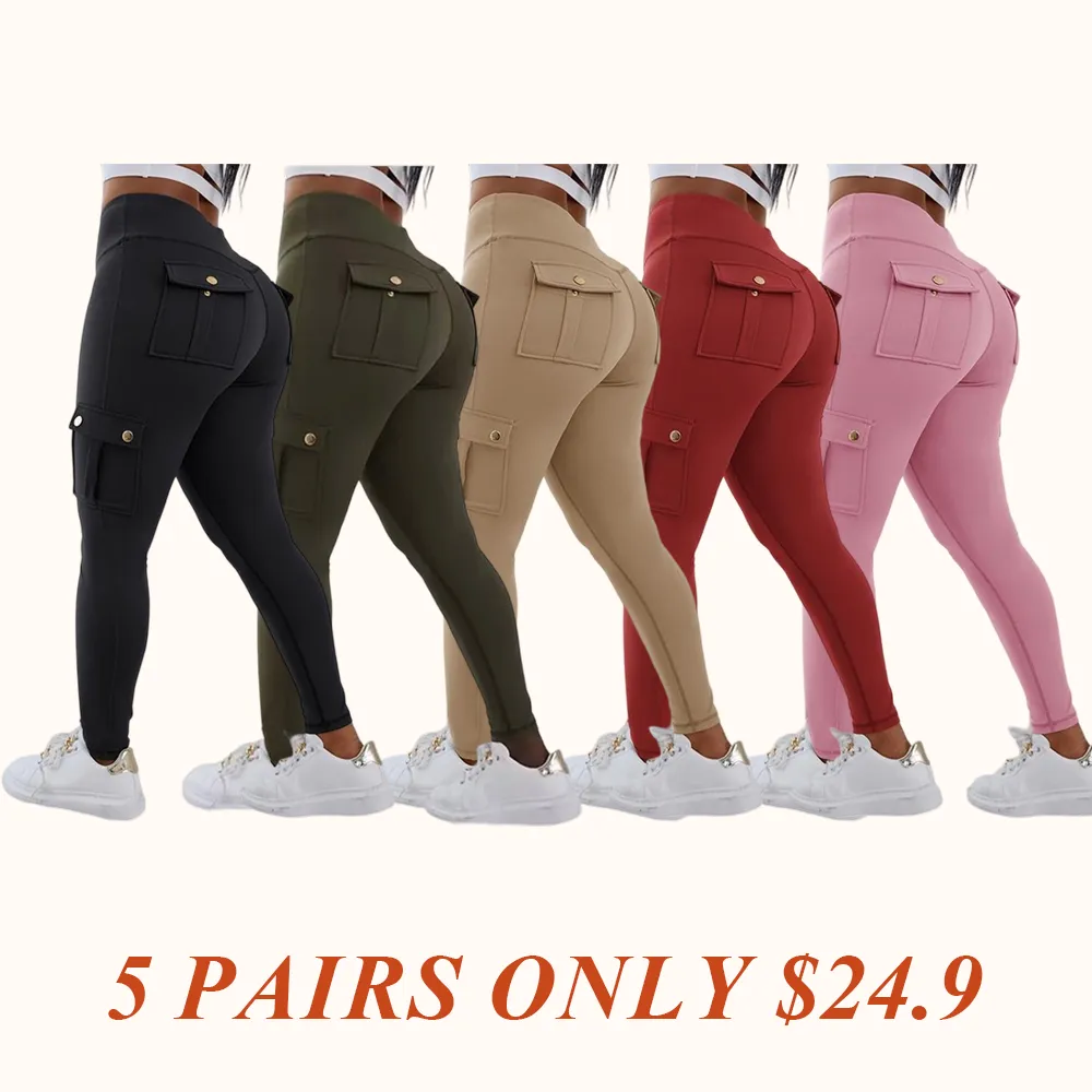Womens Butt Lifting Leggings with Flap Pockets High