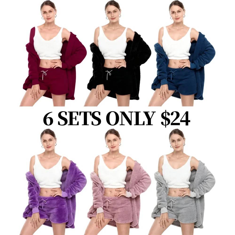 Women's Sherpa Fleece 3-Piece Cozy Loungewear Set