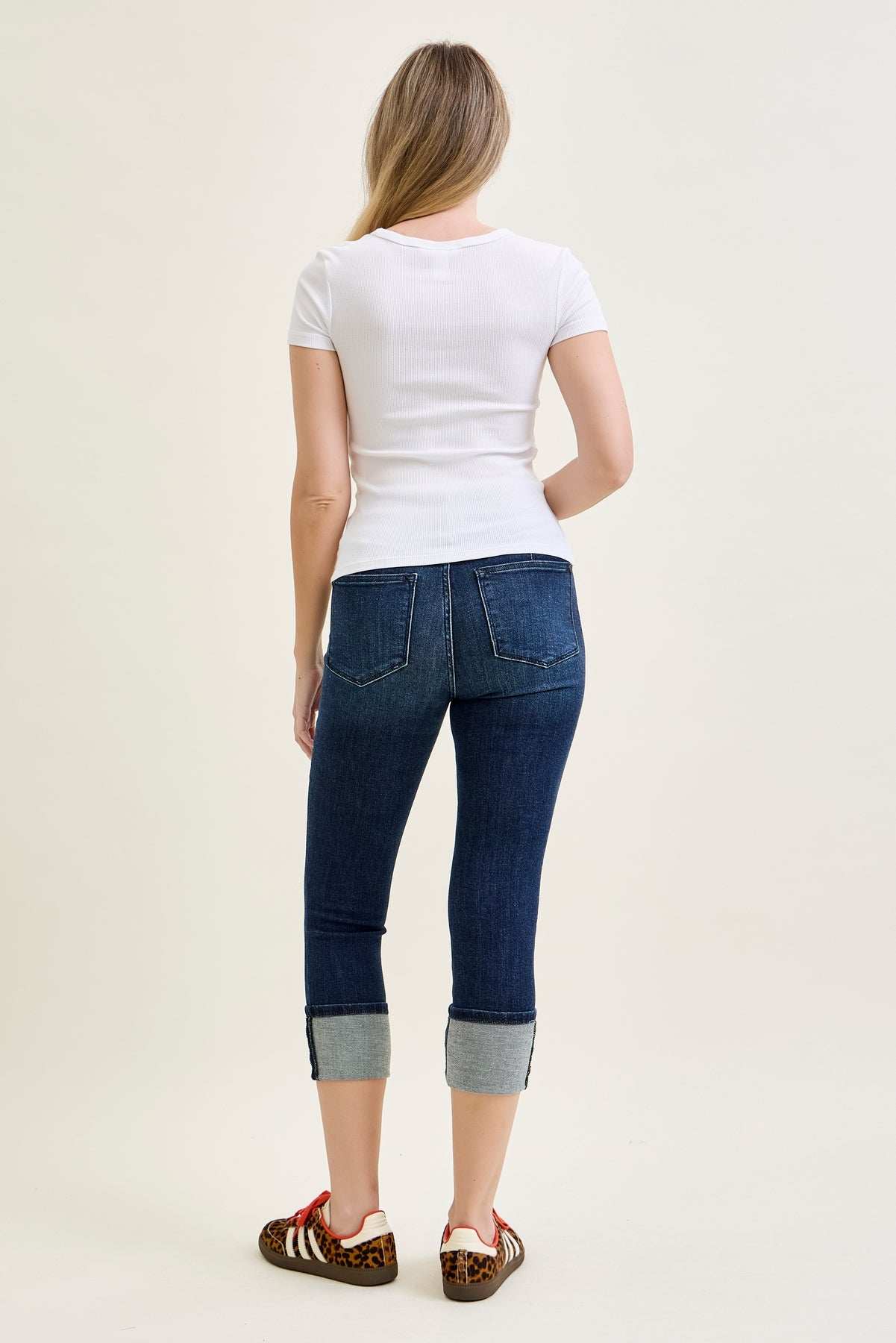 Haley High Rise Double Waist Band Capri