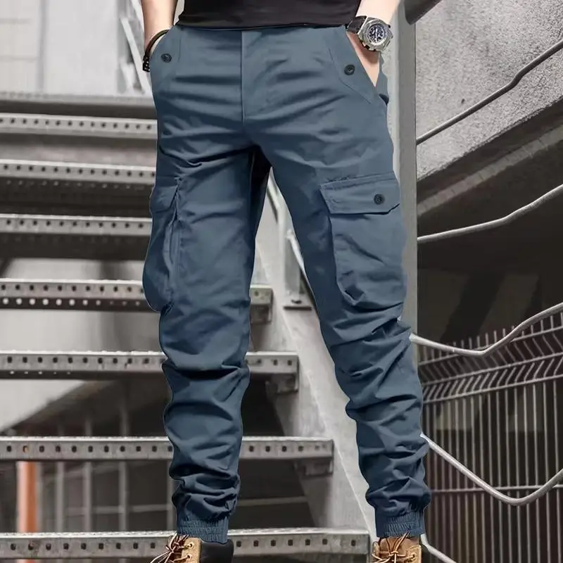 Men's thickened trousers, can be worn with leggings underneath - work pants, multi-pocket outdoor trousers