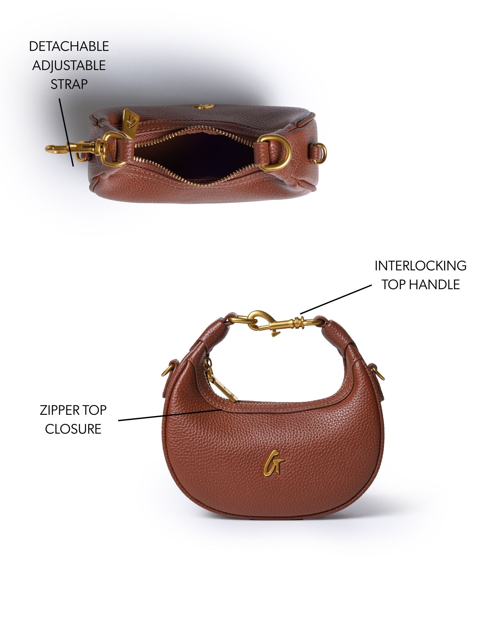 NANO PEBBLE HOBO BAG - BROWN