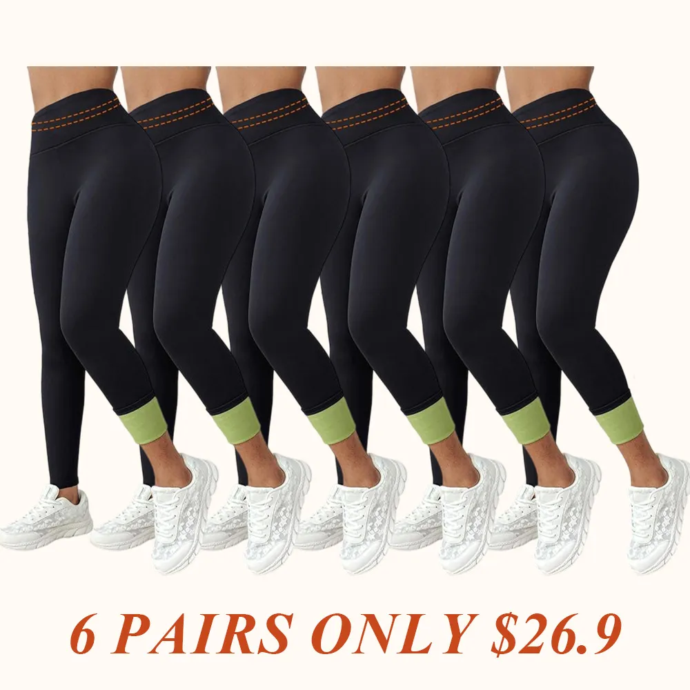 Women‘s Fleece Lined Active Pants Thick Soft Tummy Control Termal Warm Winter Shaping Pants