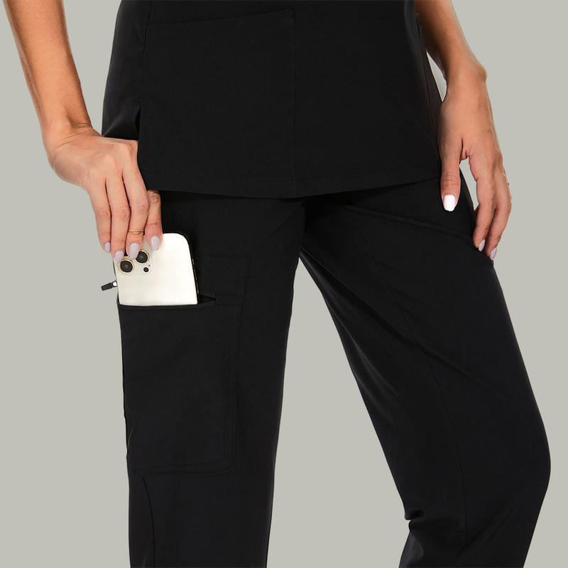 🔥Women’s Stretch V-Neck Scrub Set (Top + Jogger Pants) – 8 Pocket Utility Uniform