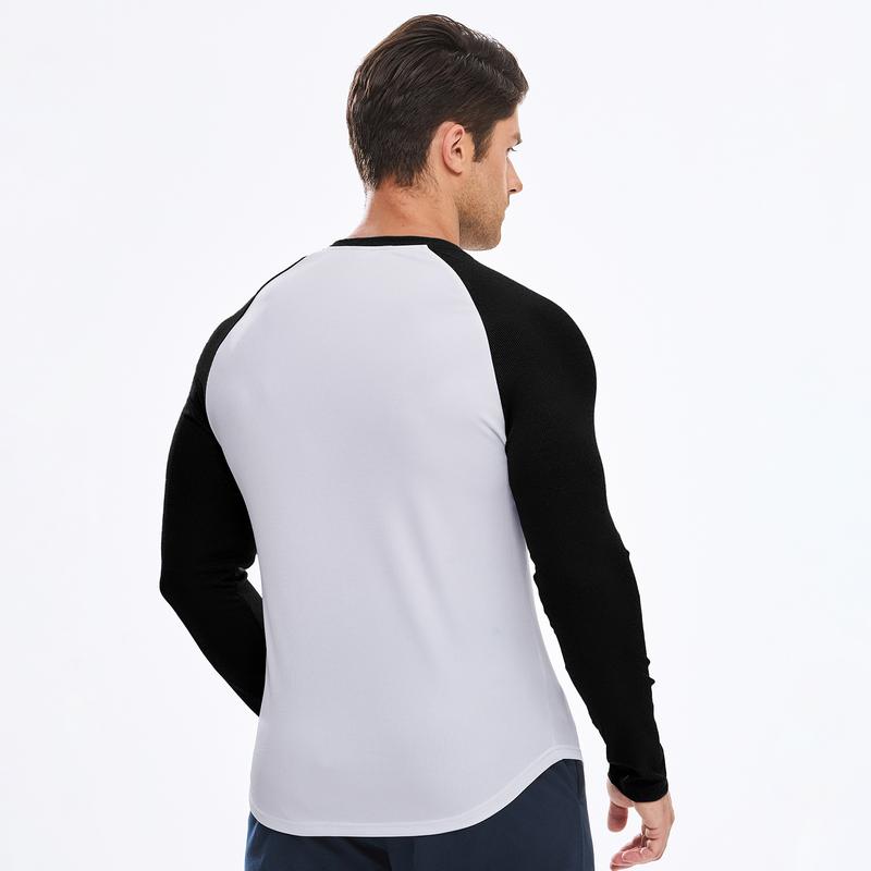 Mens Long Sleeve Muscle T Shirts Casual V-Neck Longline Ribbed Tee Shirts