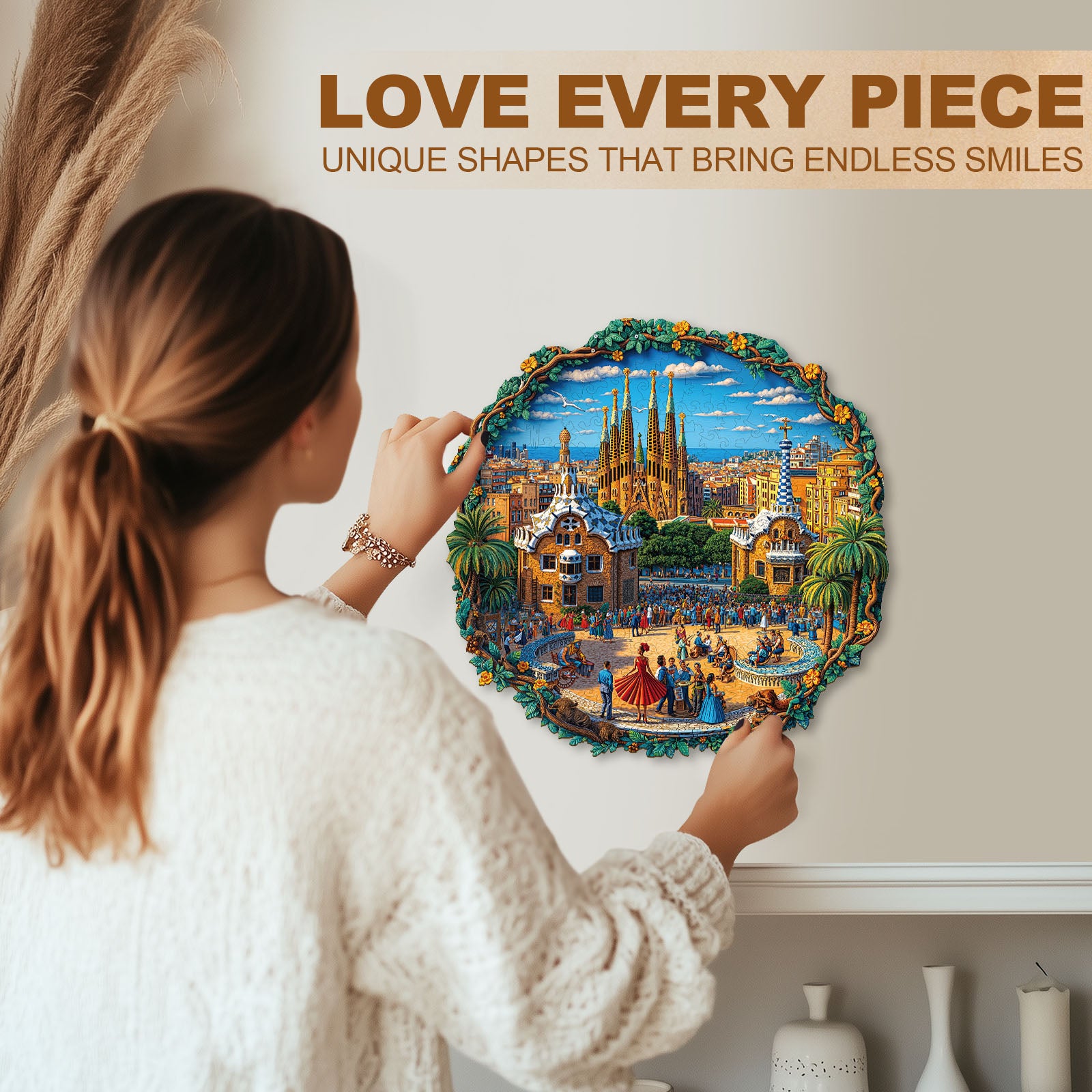 Barcelona Plaza Wooden Jigsaw Puzzle